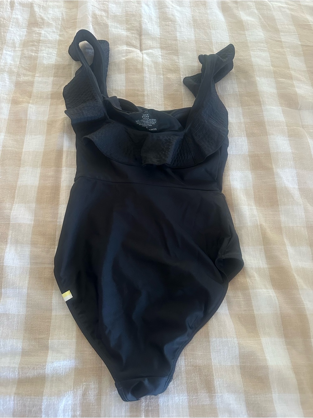 summersalt Black Ruffle One-Piece Squareneck seaway Swimsuit